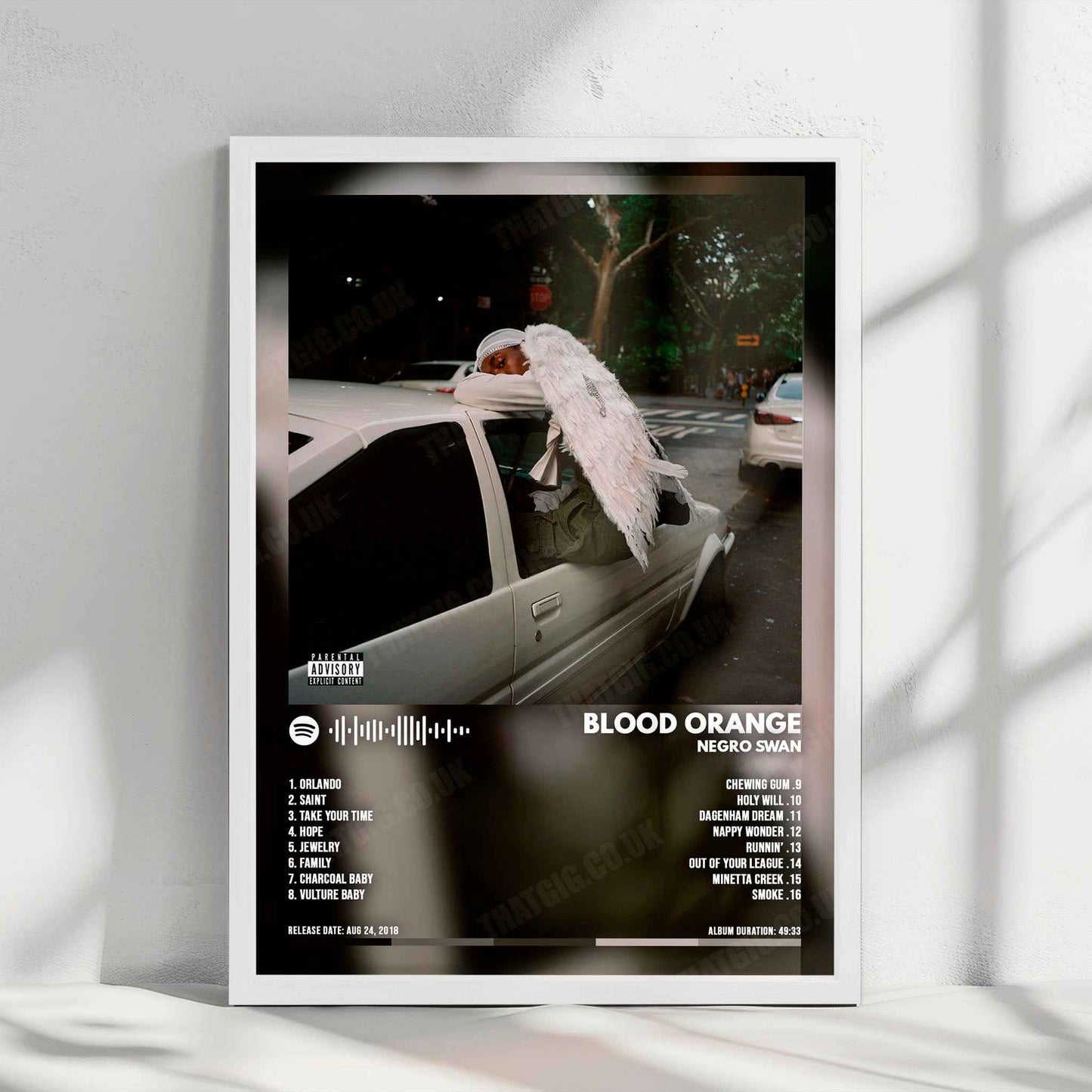 Blood Orange "Negro Swan" Album Cover Poster - with Complete Tracklist