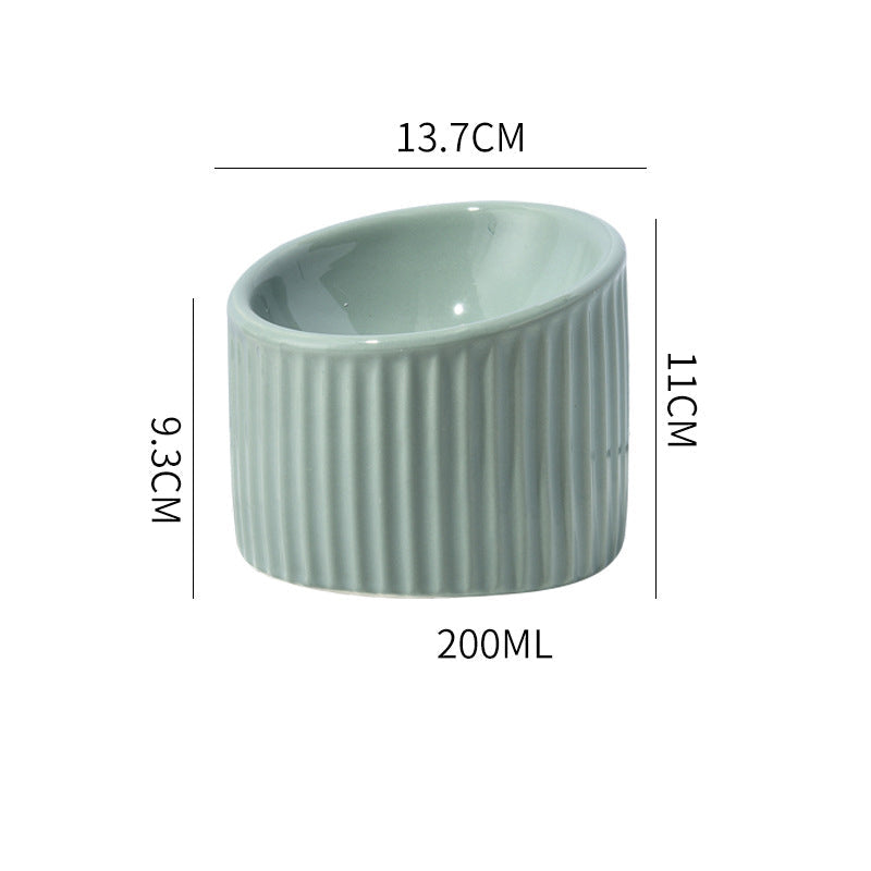 Elevated Cat Bowls Raised Cat Bowl For Indoor Cats Tilted Ceramic Elevated Food Or Water Bowls Anti Vomit Whisker Friendly Bowls Round Shape