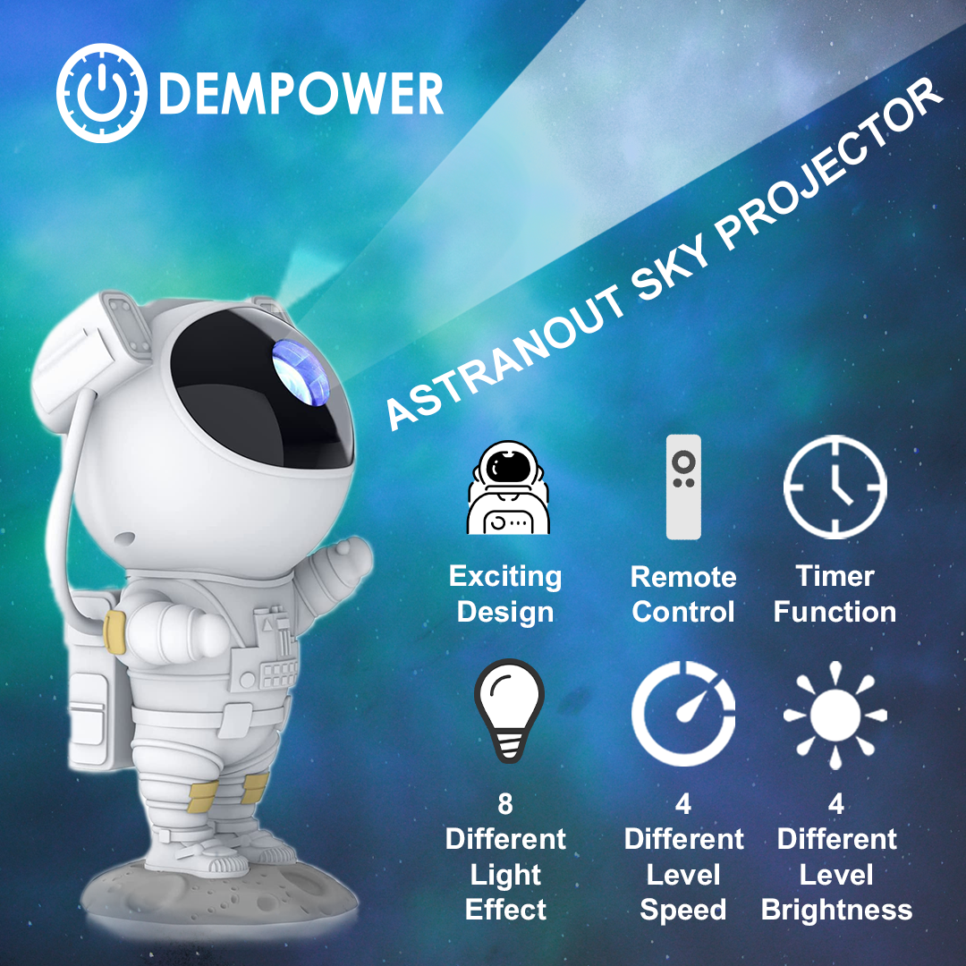 Astronaut Themed Projector Night Lamp with Remote Control