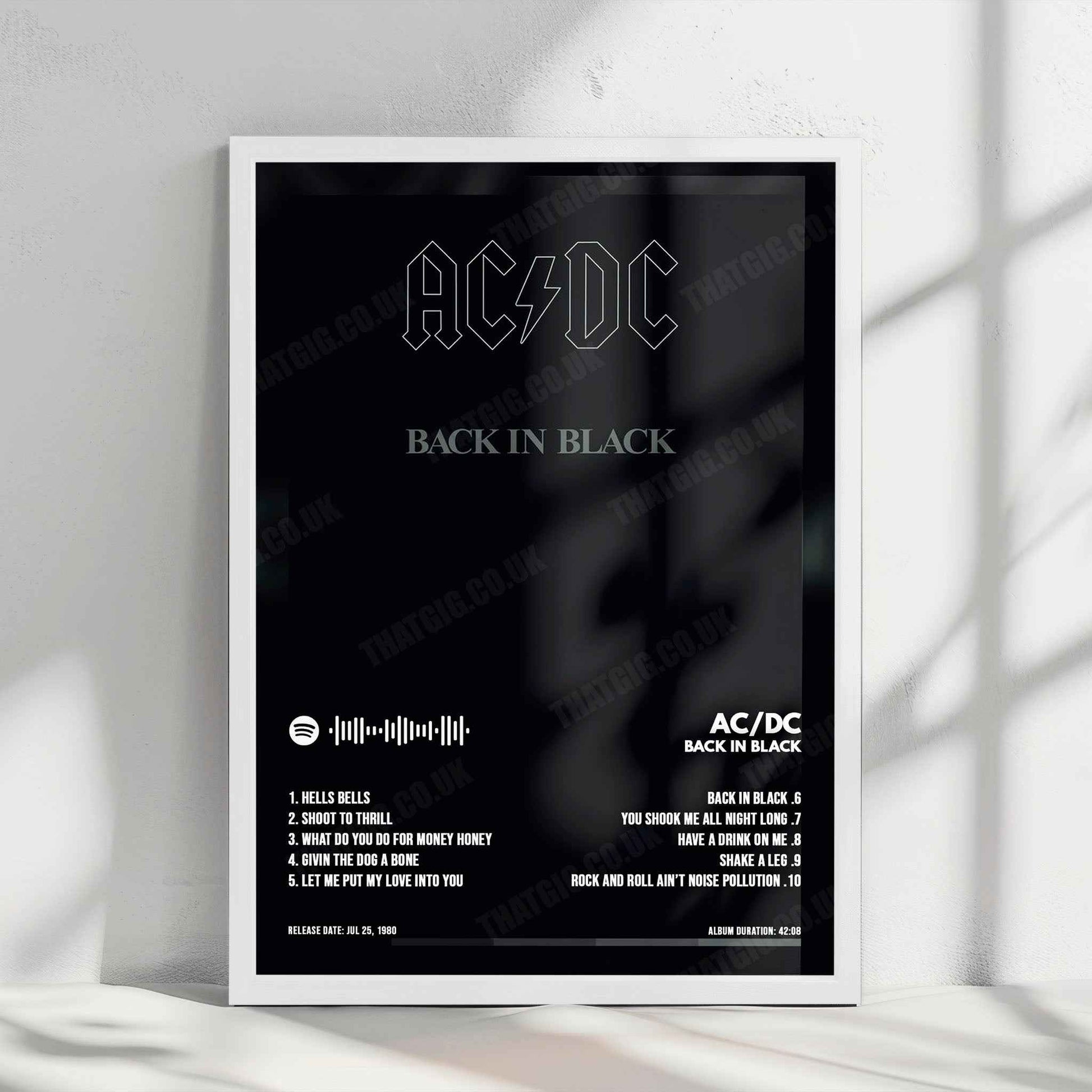 AC/DC "Back in Black" Album Cover Poster - with Complete Tracklist
