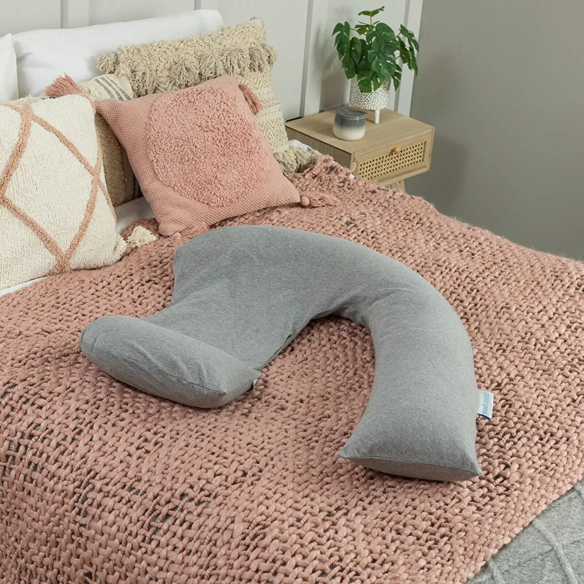Dreamgenii Support and Feeding Pillow - Grey Marl Cotton Jersey
