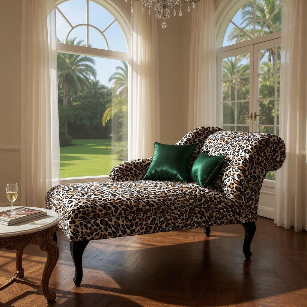 120X46X57CM LEOPARD MINI CHAISE LONGUE