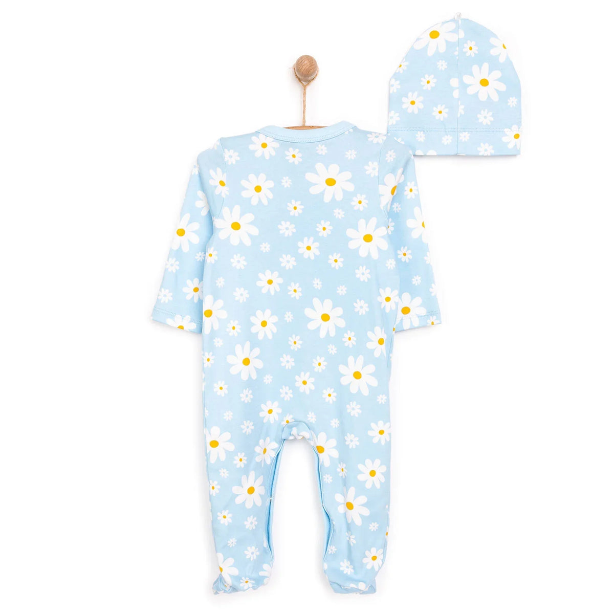 HelloBaby Floral Print Footed Baby Sleepsuit & Hat Set (Newborn to 9 Months)