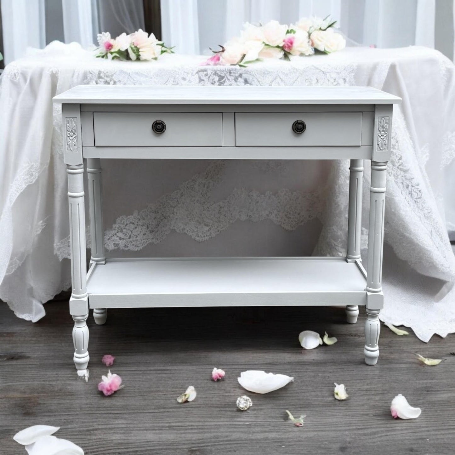 90CM 2 DRAWER SIDE TABLE