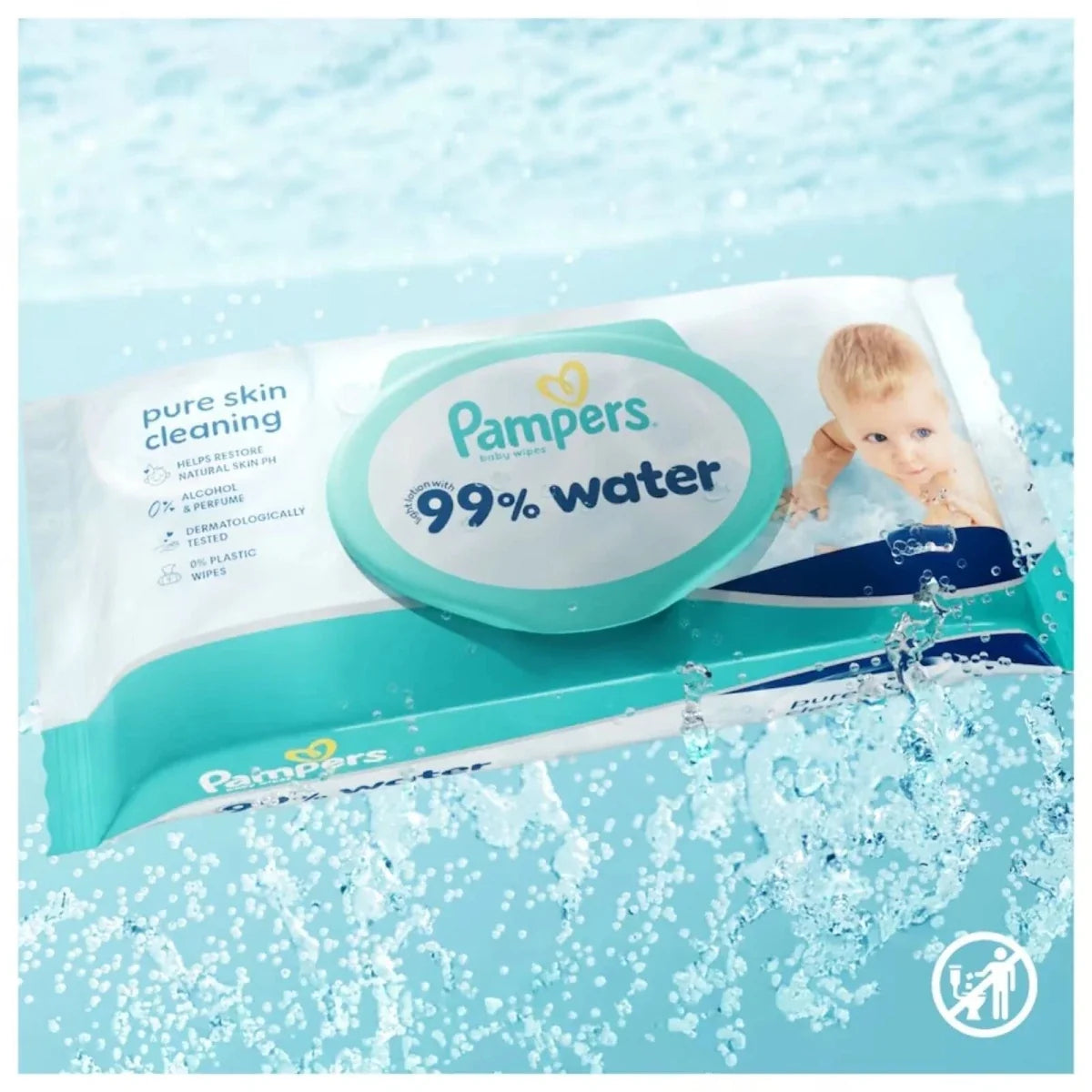Pampers 99% Water Plastic Free Baby Wipes 4x60 pcs