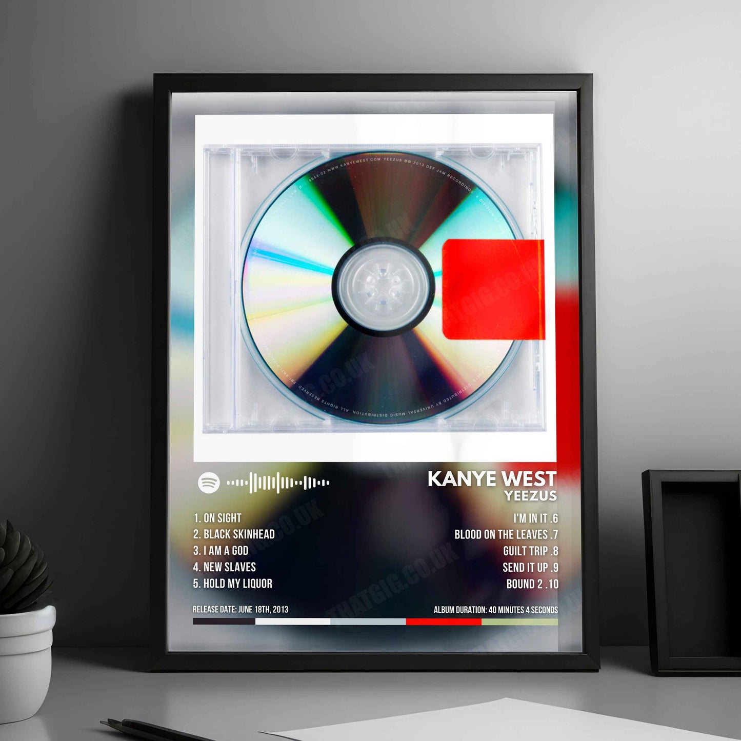 Kanye West "Yeezus" Album Cover Poster - with Complete Tracklist