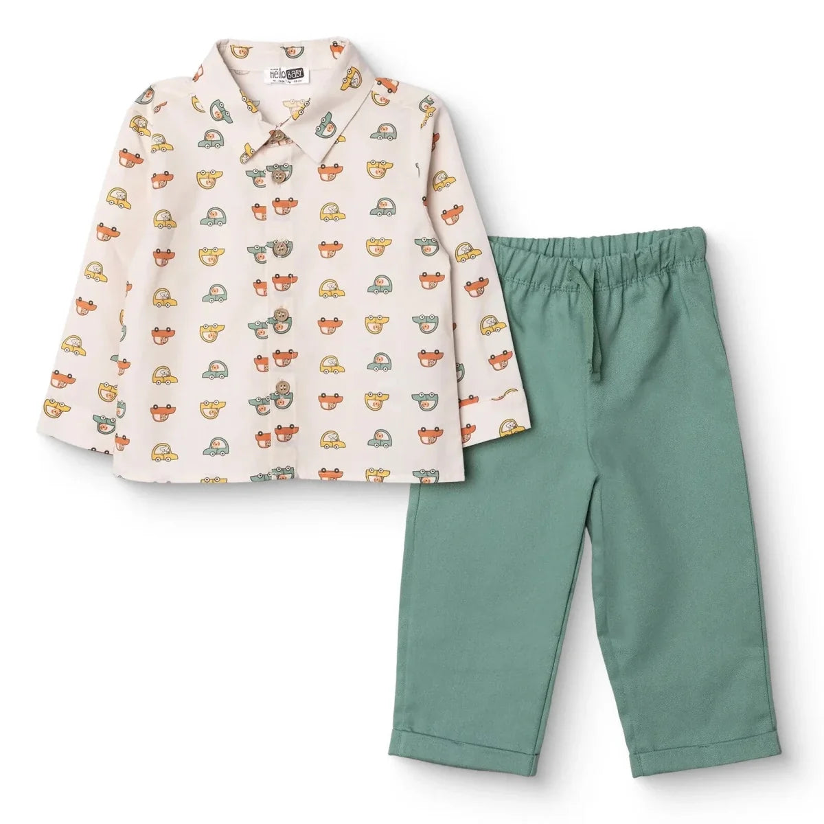 HelloBaby Long Sleeve Poplin Baby Shirt & Trousers Set (6-9 Months to 3-4 Years)