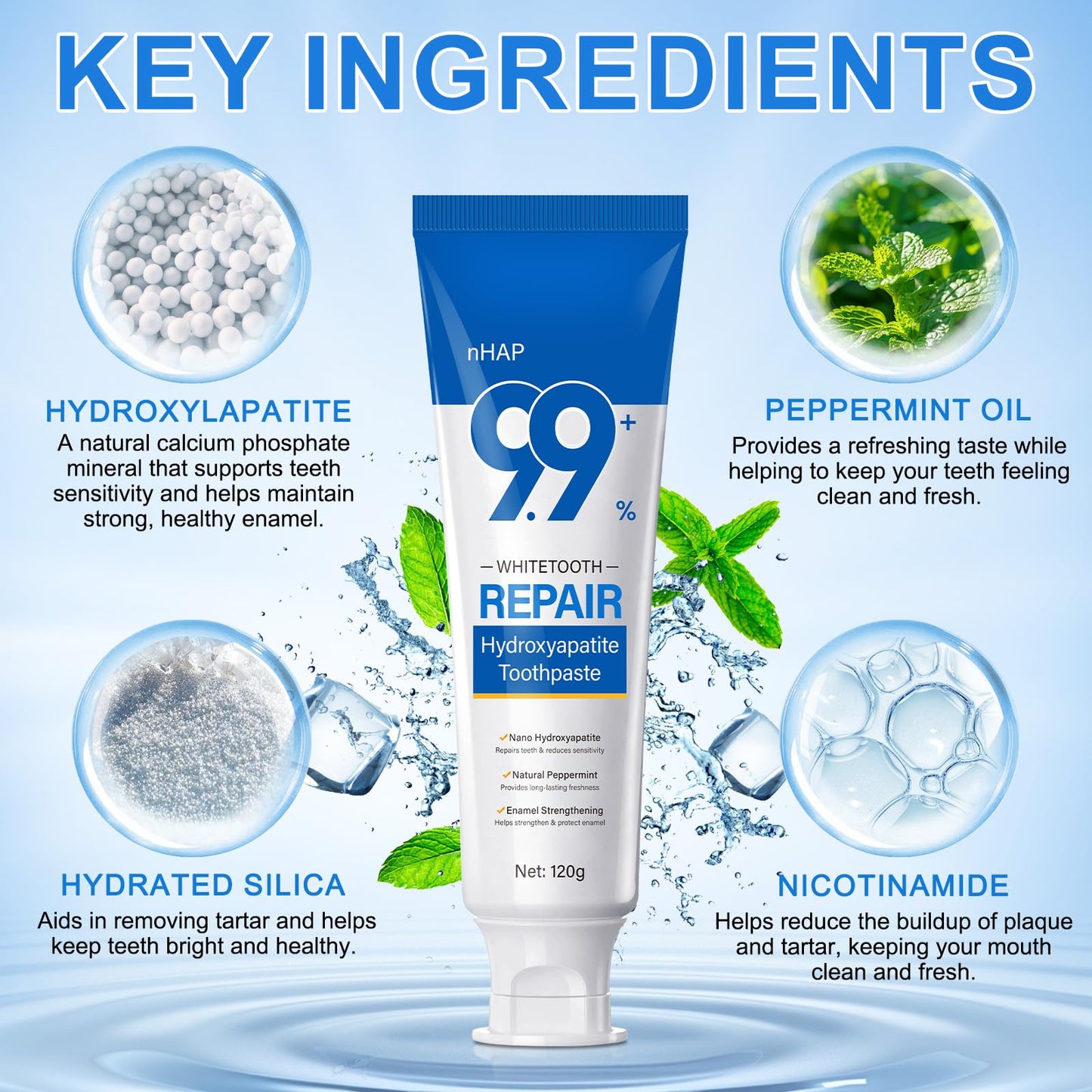 9.9% Hydroxyapatite Toothpaste (2Pcs) – Enamel Protection & Strong Teeth