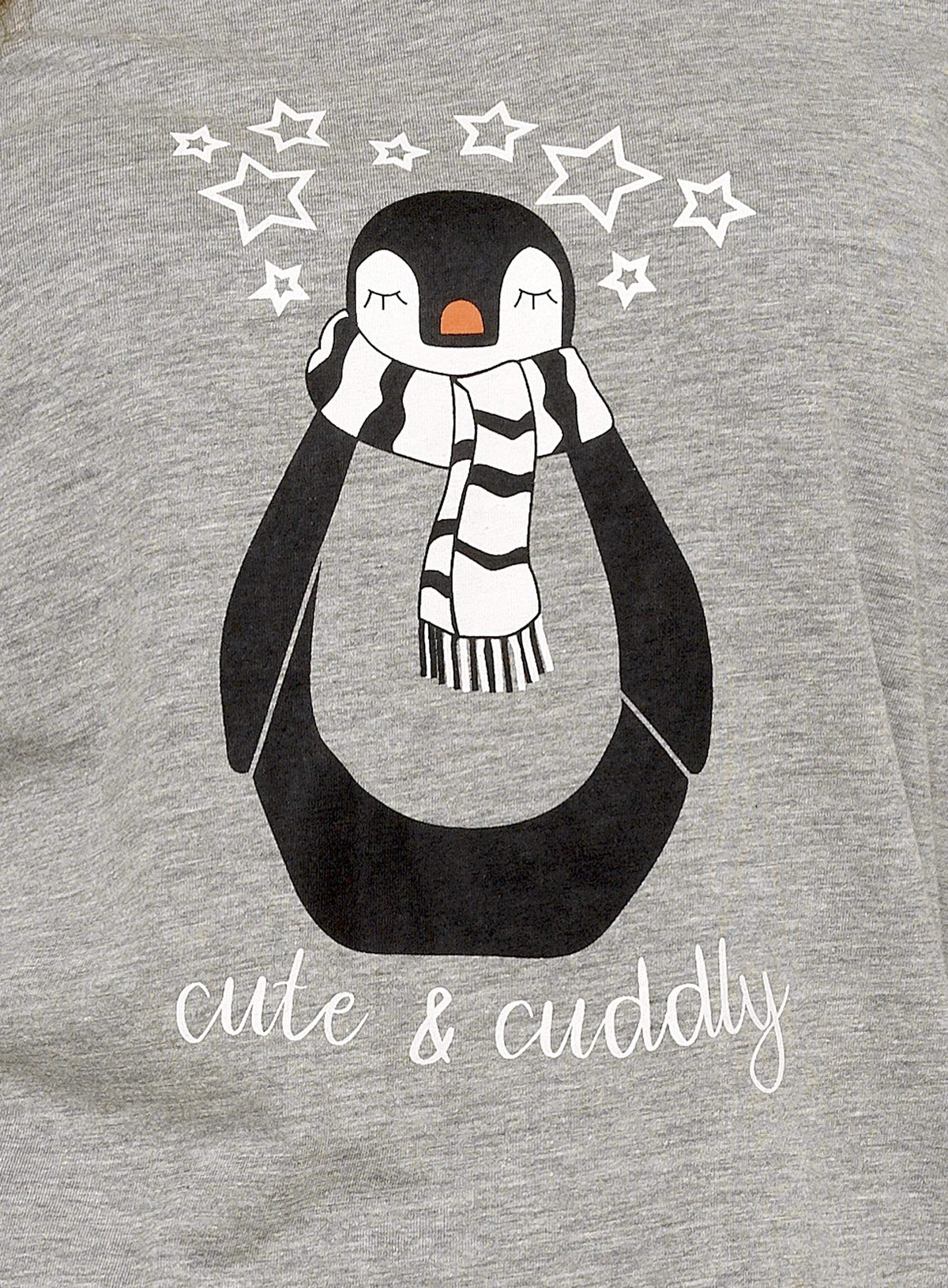 OLIVIA ROCCO Women's Penguin Stars Grey Cotton Pyjama Set Easy-Care Super Soft Sleep Set