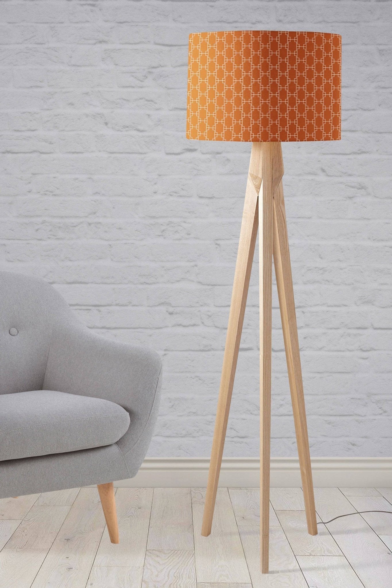 Dark Orange Drum Lampshade, Geometric Design Shade for Table, Floor or Ceiling Pendant Light