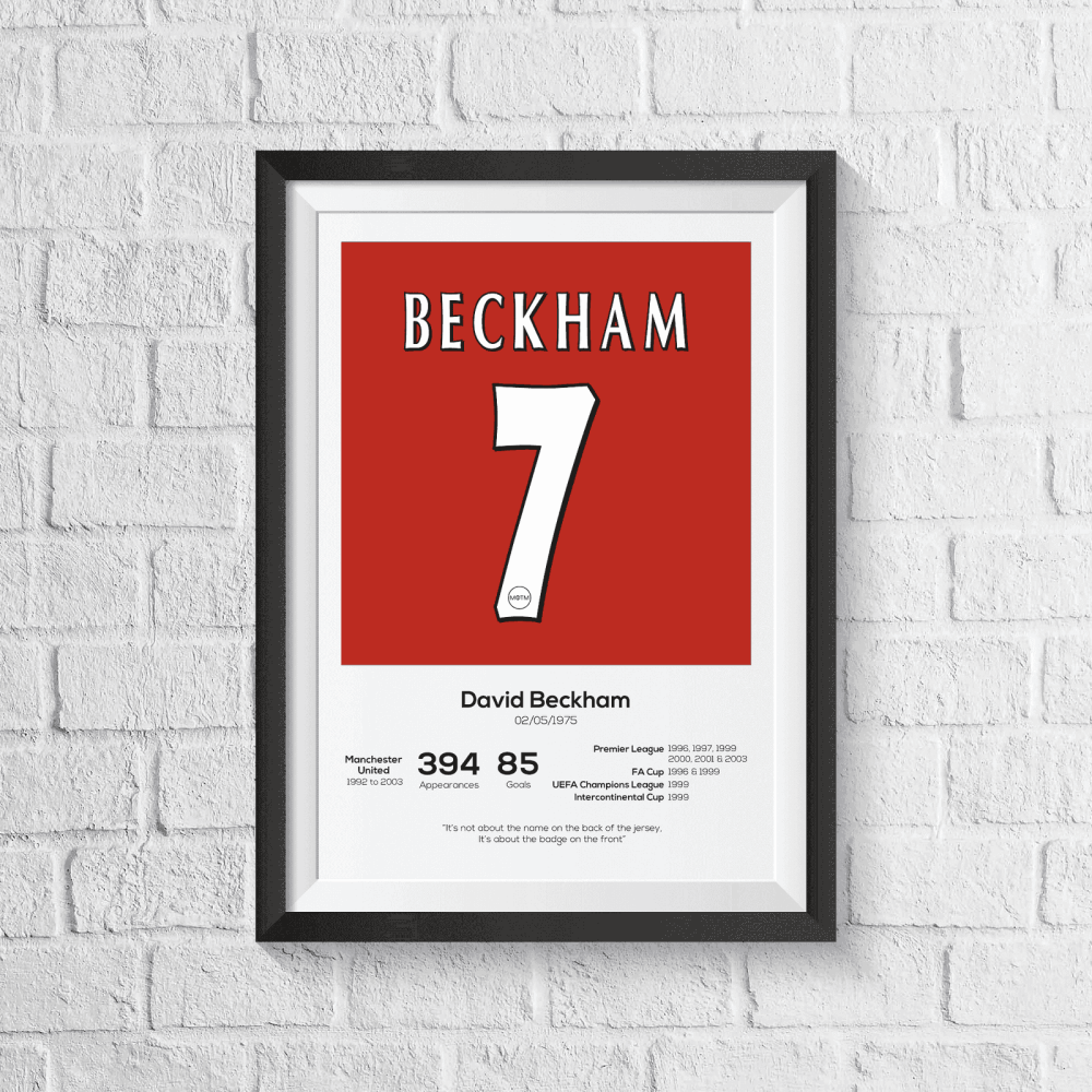 David Beckham Manchester United Legend Stats Print