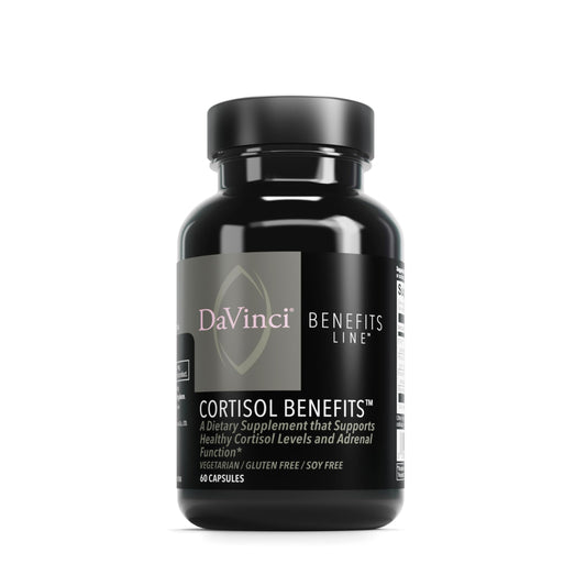 DaVinci Labs Cortisol Benefits – Supports Healthy Cortisol Levels & Adrenal Health | Ashwagandha, Rhodiola, Gluten-Free | 60 Vegetarian Capsules