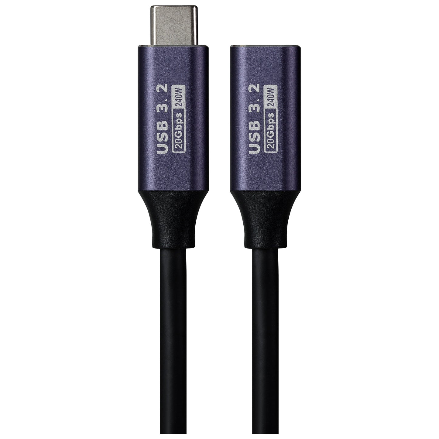 Maplin USB-C Male to USB-C Female Extension Cable - Black, 0.2m