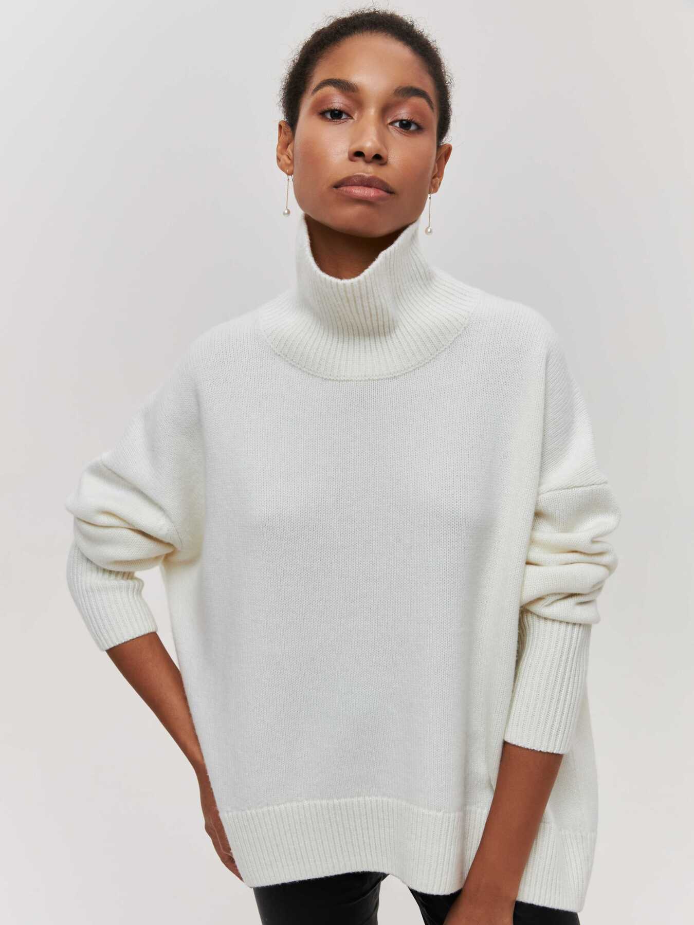 Women's Turtleneck Sweater - Soft Long Sleeve Pullover for Winter | Premium Knit Top