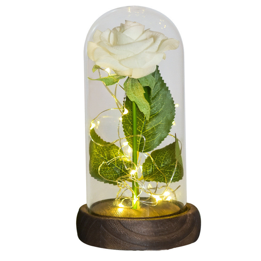 520 Valentine's Day Gift Eternal Life Emulational Rose Flower Glass Cover DIY