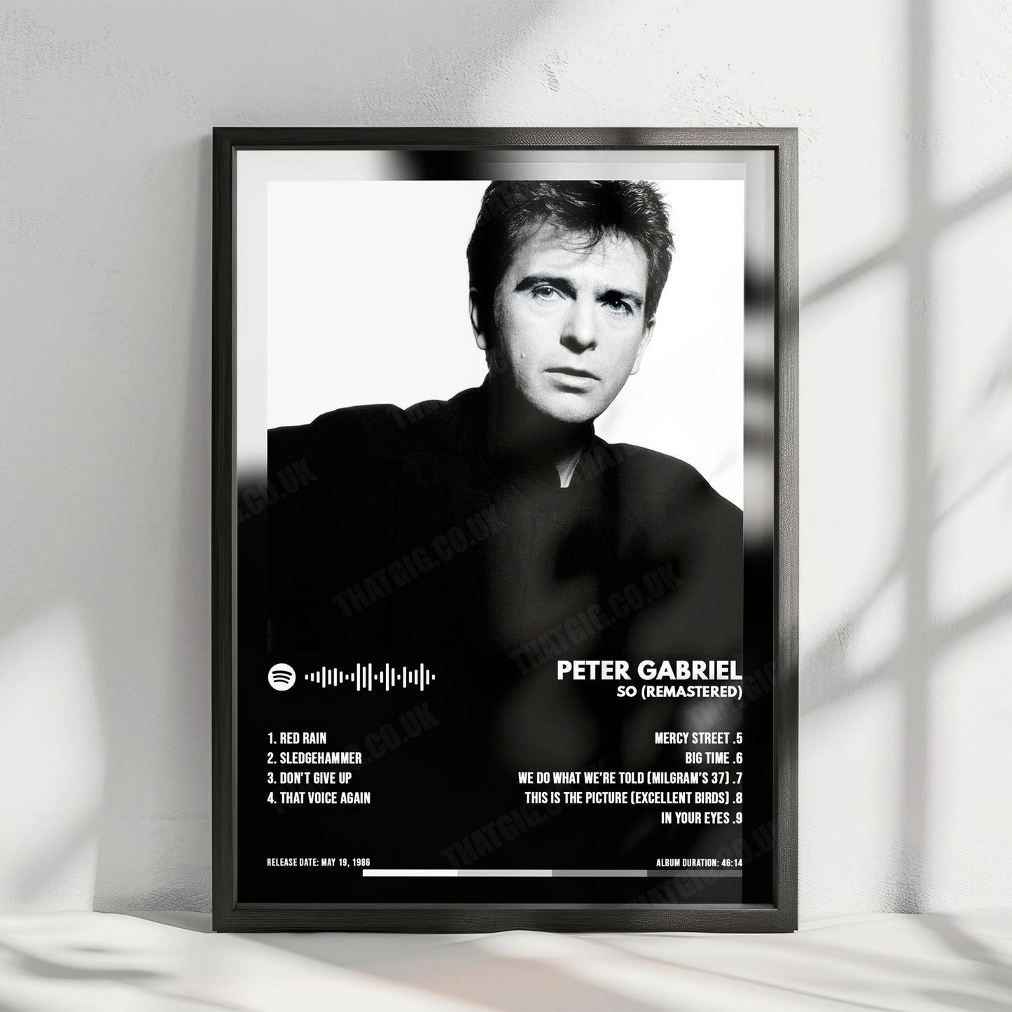 Peter Gabriel "So  " Album Cover Poster - with Complete Tracklist