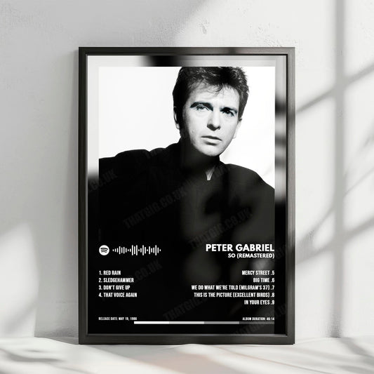 Peter Gabriel "So  " Album Cover Poster - with Complete Tracklist
