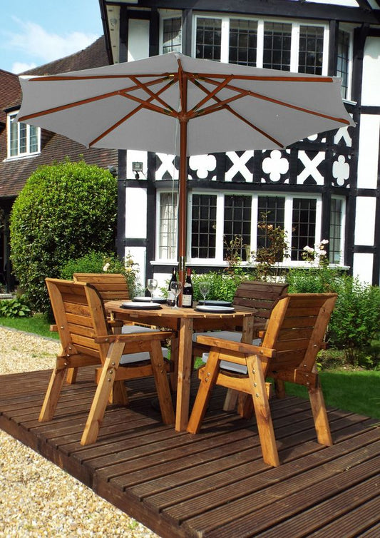 Charles Taylor Trading Four Seater Round Table Set With Grey Cushion Brown