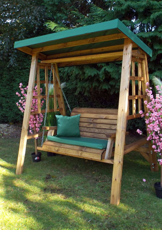 Charles Taylor Trading Dorset Two Seat Swing Green With Green Cushion Brown