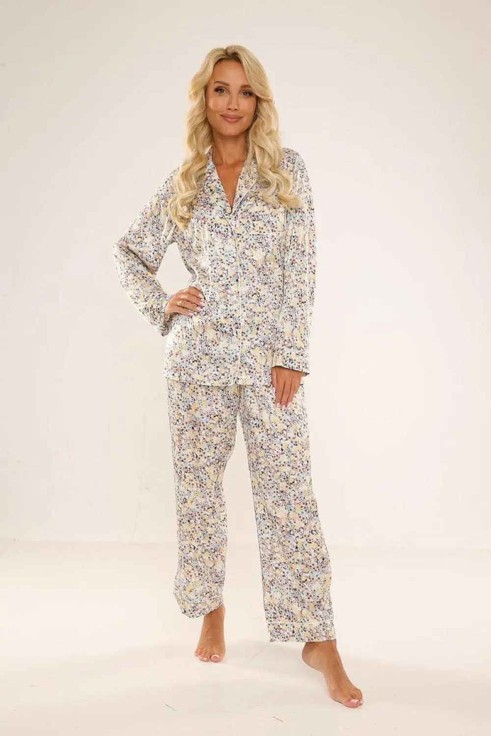 De Lafense soft patterned satin womens pajamas
