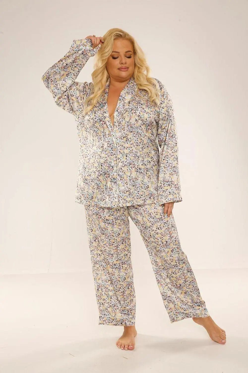 De Lafense soft patterned satin womens pajamas