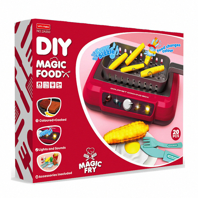 Interactive Kitchen Cooking Toy Set - Color-Changing Play Food with Lights & Sounds | Educational Pretend Play for Kids 4-6