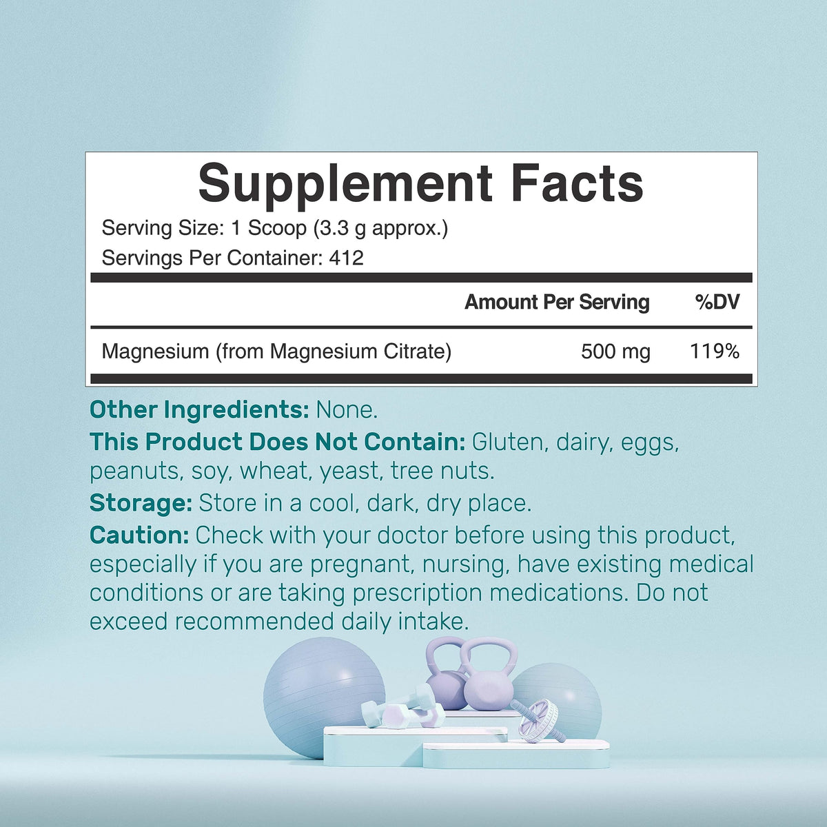 Magnesium Citrate Powder 500mg – 3lb Unflavored, Easily Absorbed, Non-GMO