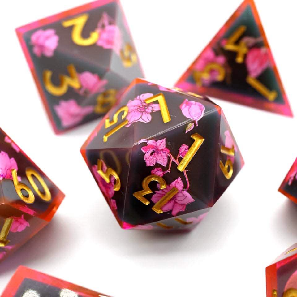 Death Blossom | Sharp Edge Dice | Resin | 7 Piece Set