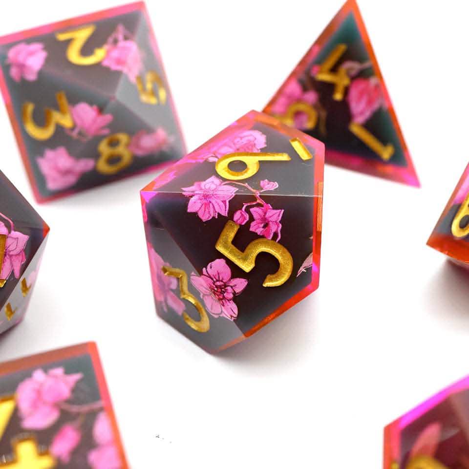 Death Blossom | Sharp Edge Dice | Resin | 7 Piece Set