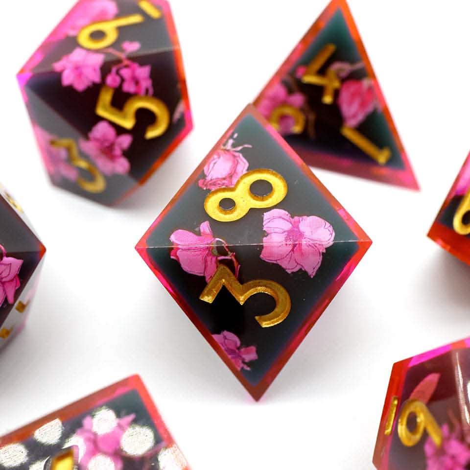 Death Blossom | Sharp Edge Dice | Resin | 7 Piece Set