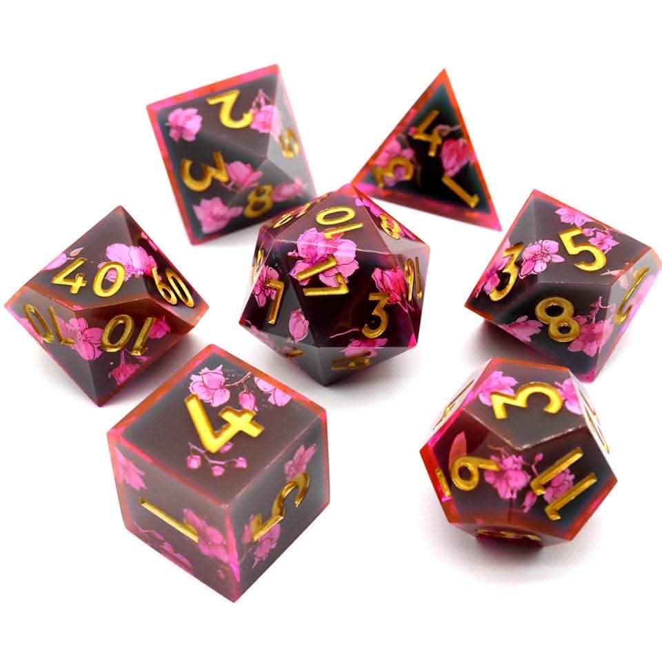 Death Blossom | Sharp Edge Dice | Resin | 7 Piece Set