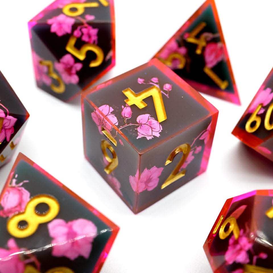 Death Blossom | Sharp Edge Dice | Resin | 7 Piece Set