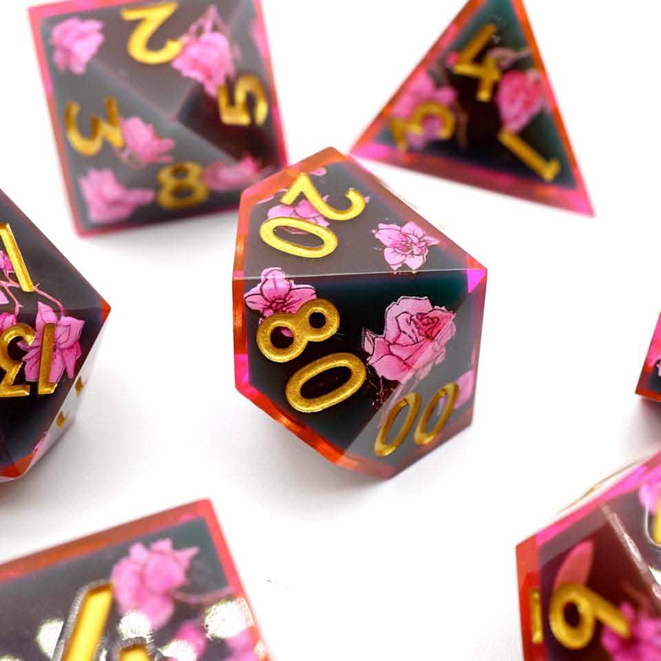 Death Blossom | Sharp Edge Dice | Resin | 7 Piece Set