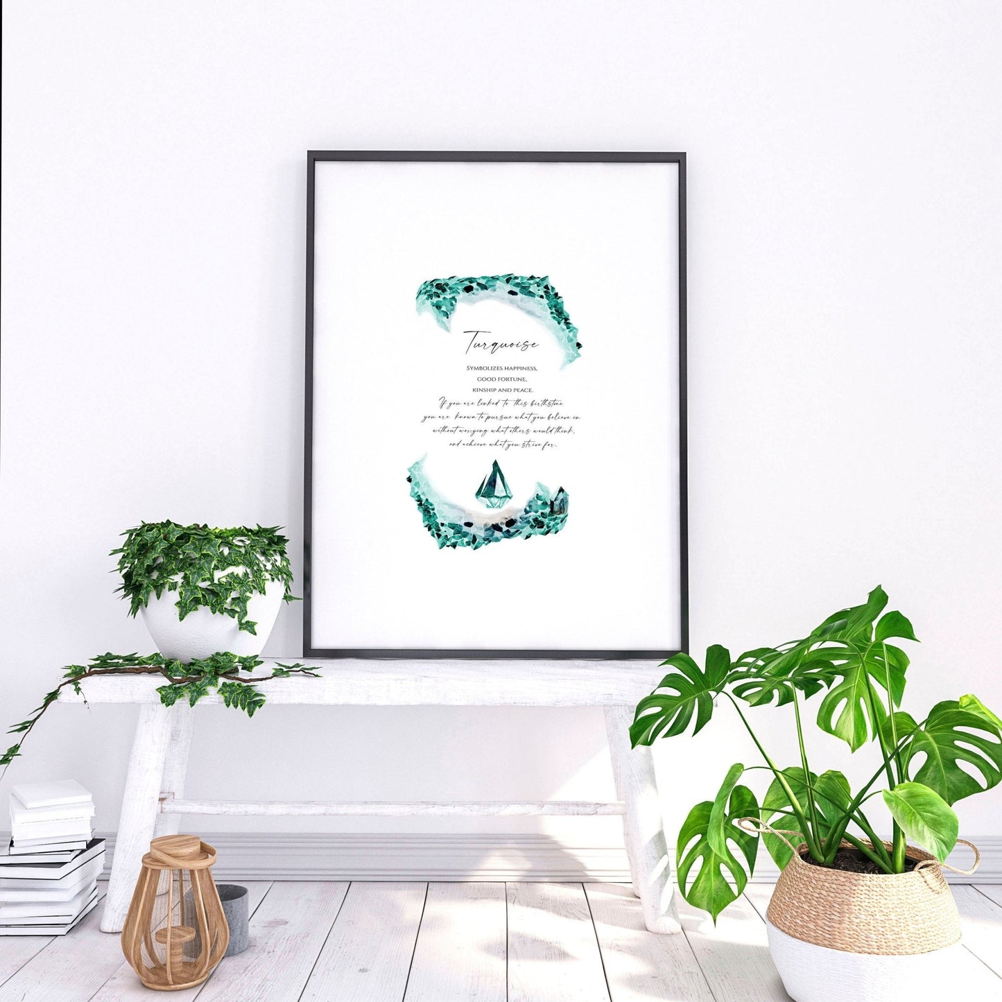 Birthstone Turquoise framed wall art print