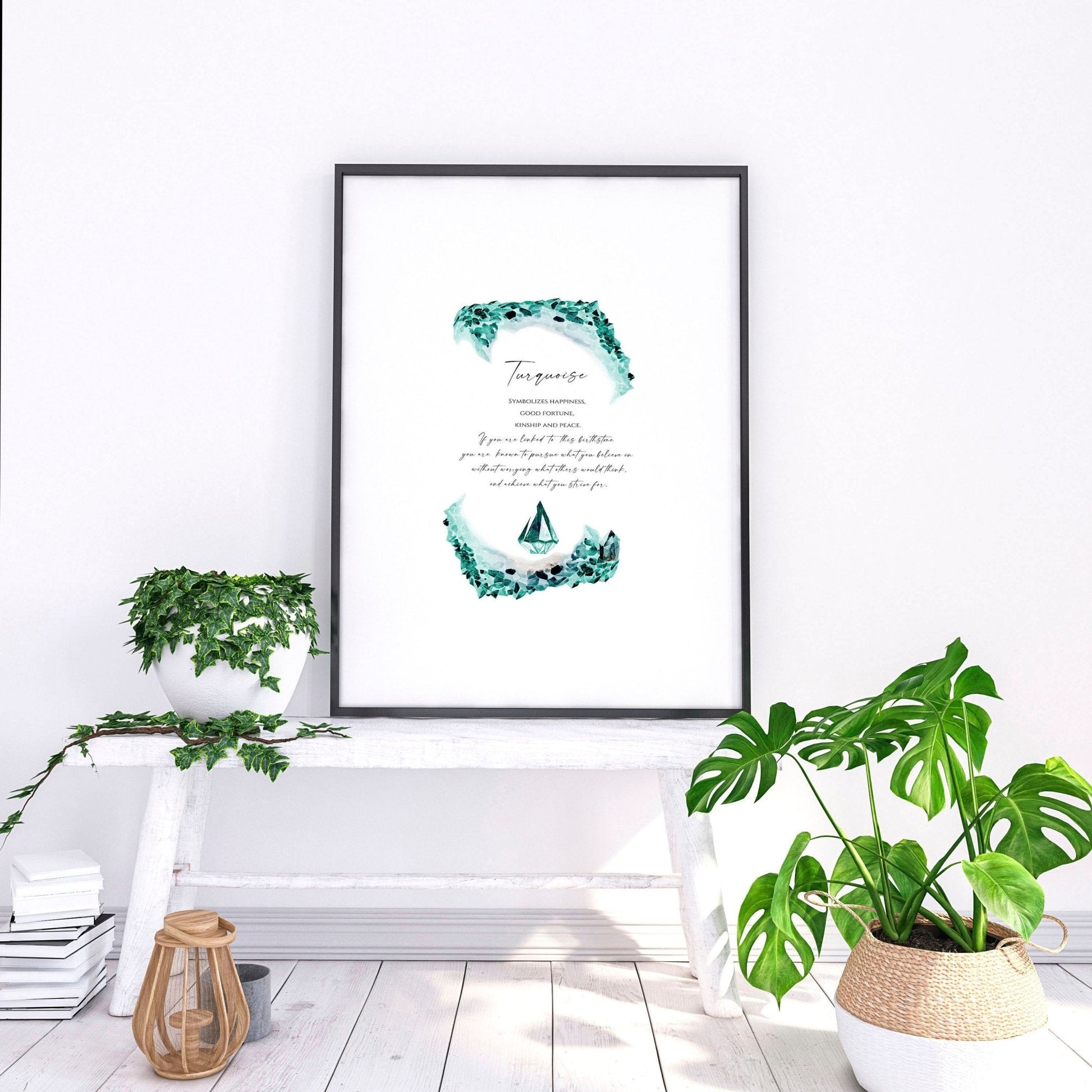 Birthstone Turquoise framed wall art print