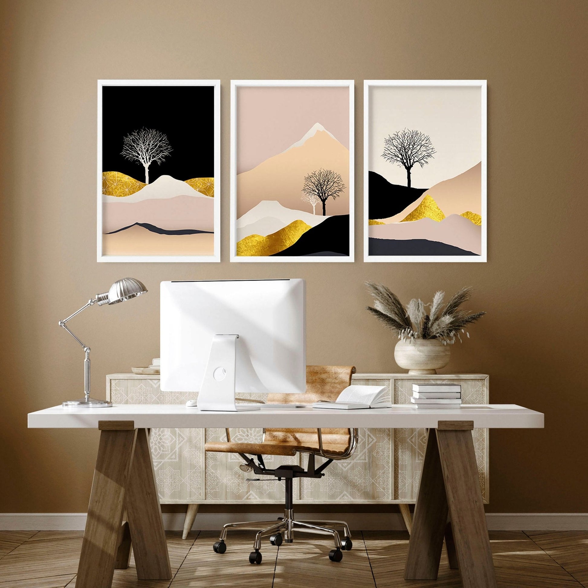 Wall art Scandinavian for office | set of 3 framed wall art