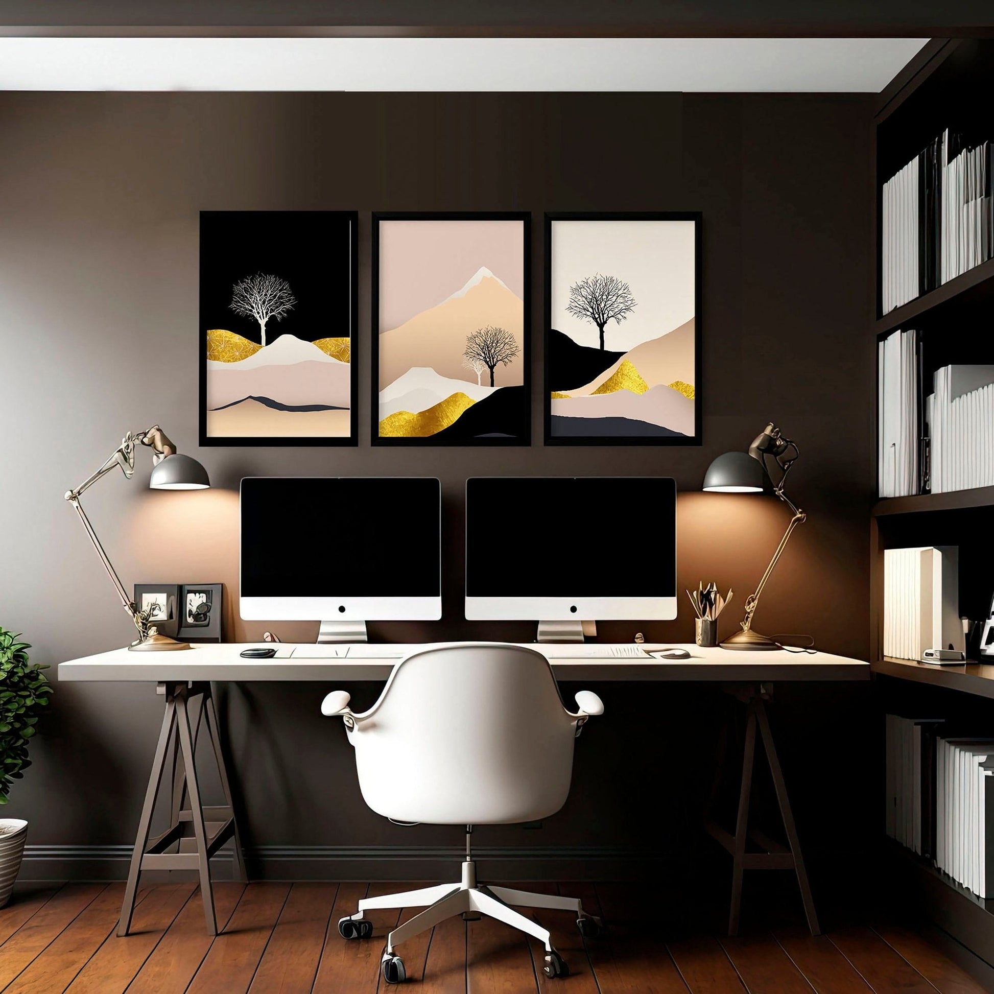 Wall art Scandinavian for office | set of 3 framed wall art