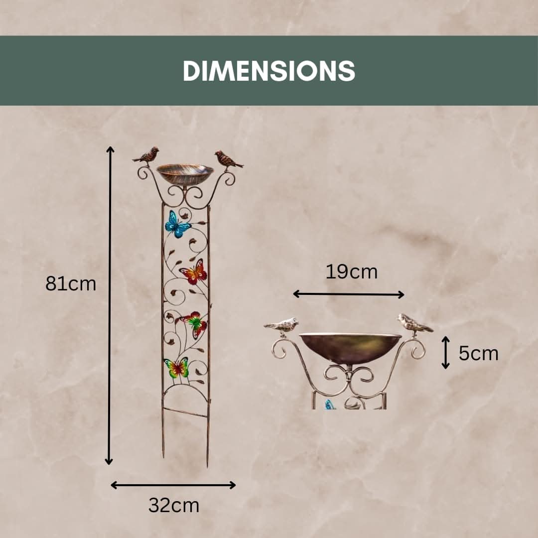 Bronze Effect Bird Bath Garden Trellis – Weatherproof Outdoor Bird Feeder