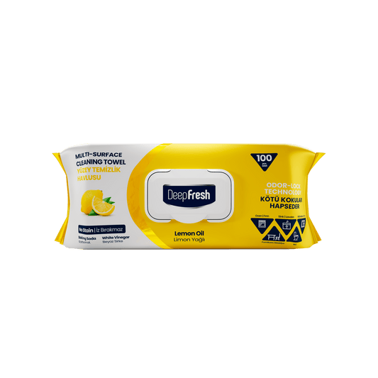 Deep Fresh Multi Surface Cleaning Wet Wipes Lemon  12 Packs x 100 Pcs