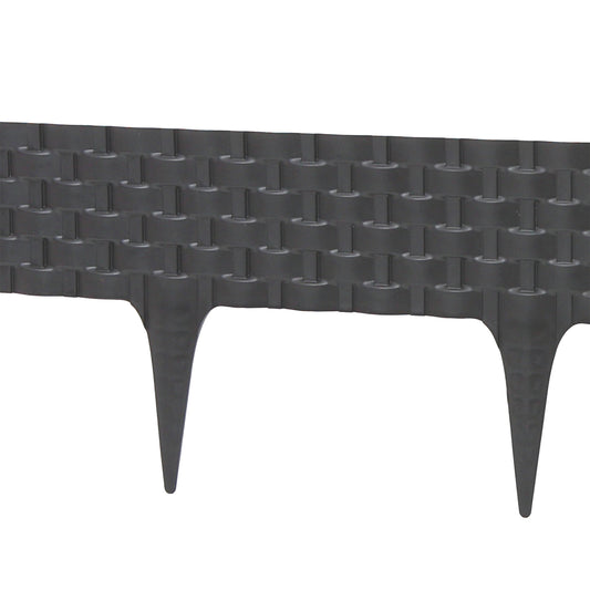 Lawn Edging, Plastic Palisade Rattan Effect, 2.4m, Deep Grey Home and Garden Use