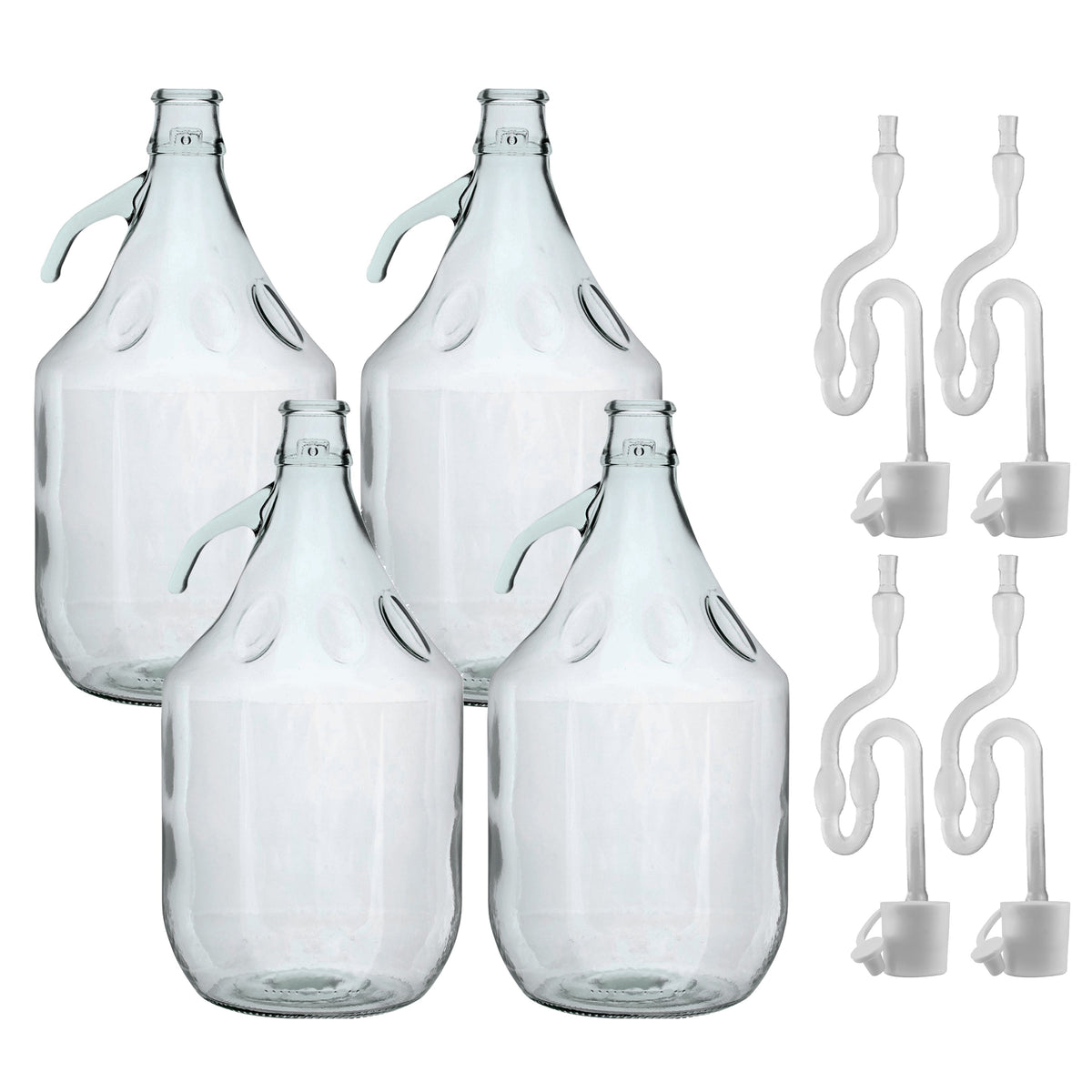 Glass Demijohn 5L 4 Pack Plain With Airlock and Bung for DIY Workshop Accessory
