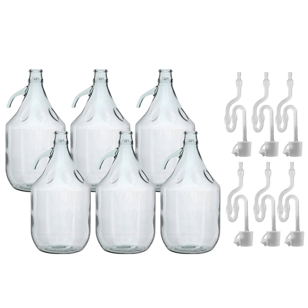 Glass Demijohn 5L 6 Pack Plain With Airlock and Bung for DIY Workshop Accessory