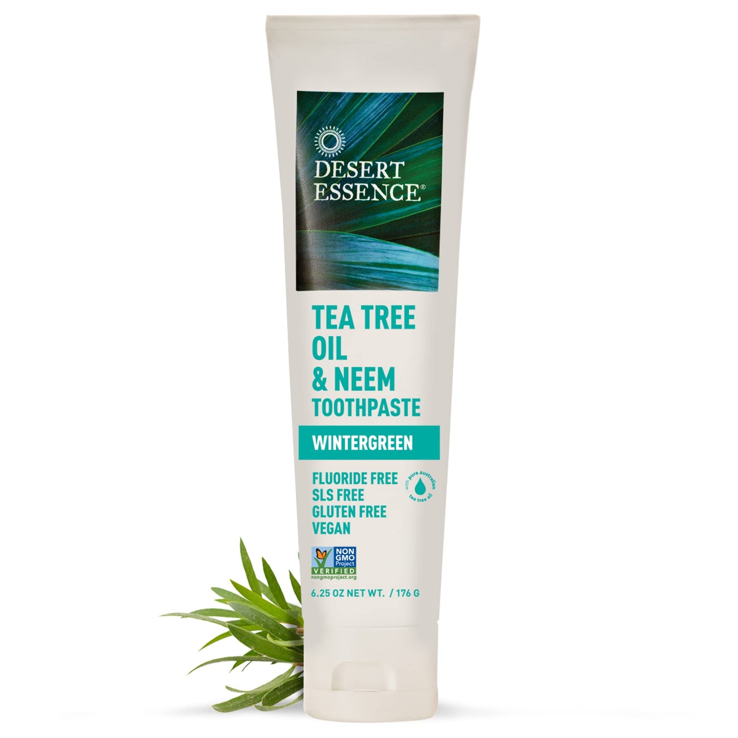 Desert Essence Tea Tree Oil & Neem Toothpaste – Wintergreen, 6.25 oz, Pack of 3