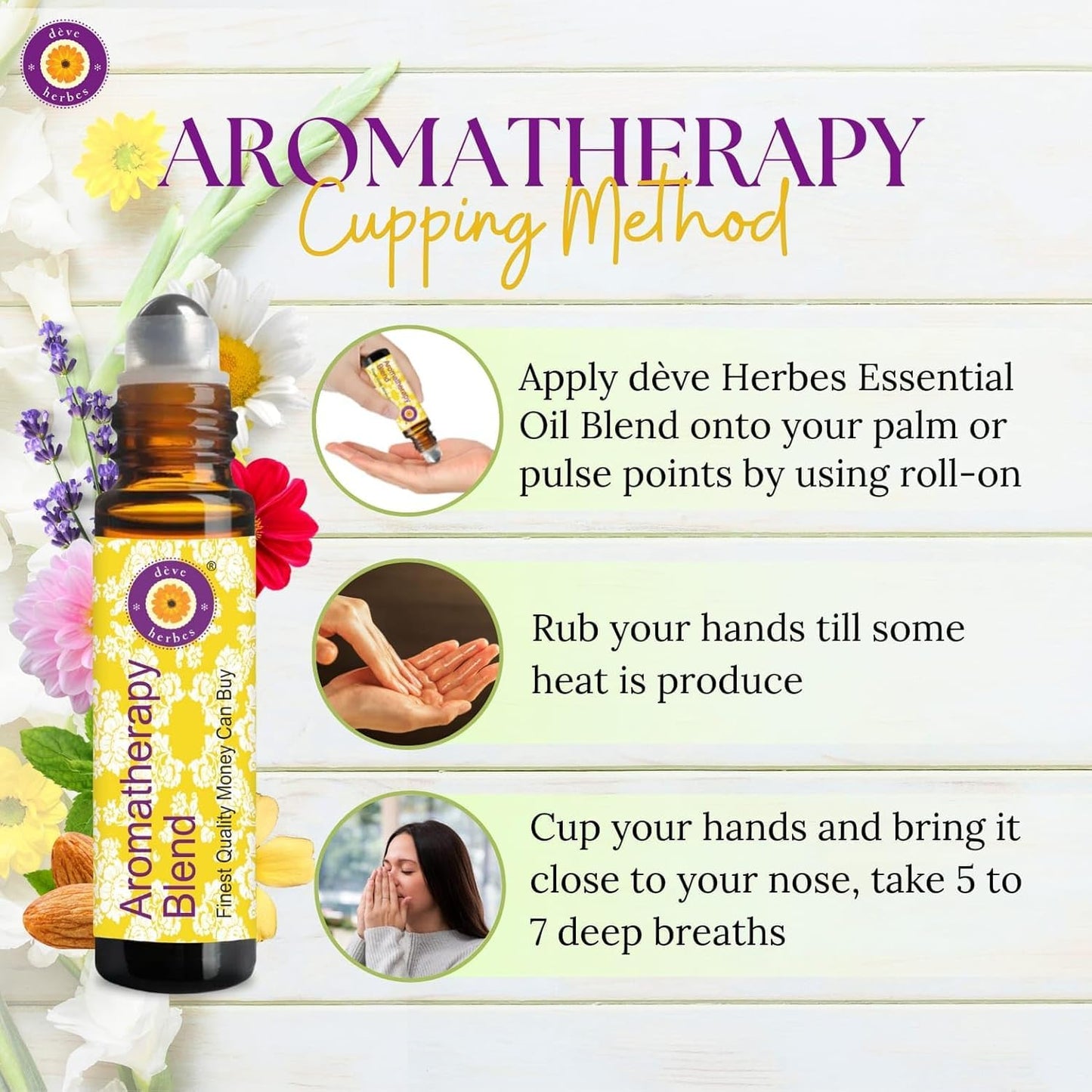 dêve herbes Focus Spark Aromatherapy Essential Oil Blend – Grapefruit, Palmarosa, Fennel Seed, Frankincense, Geranium & Mandarin, 10ml Roll-On