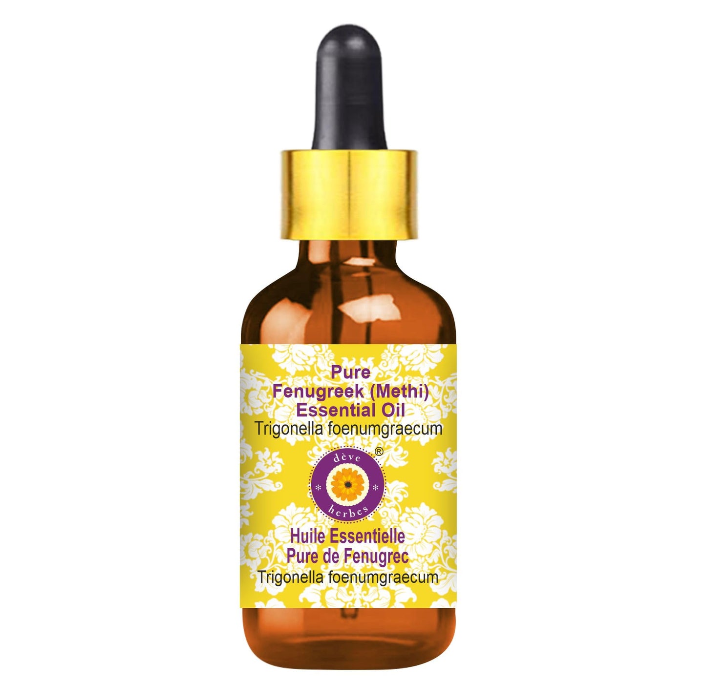 Deve Herbes Pure Fenugreek (Methi) Essential Oil – Steam Distilled, 50ml (1.69 oz) with Glass Dropper