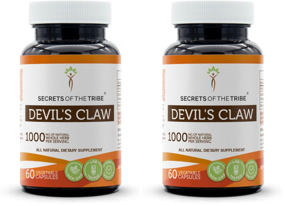 Secrets of the Tribe Devil's Claw – 60 Capsules, 1000 mg each (Pack of 2)