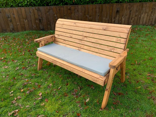Charles Taylor Trading Three Seater Winchester Bench With Grey Cushion Brown