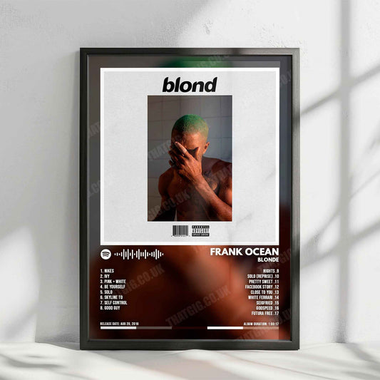 Frank Ocean "Blonde" Album Cover Poster - with Complete Tracklist