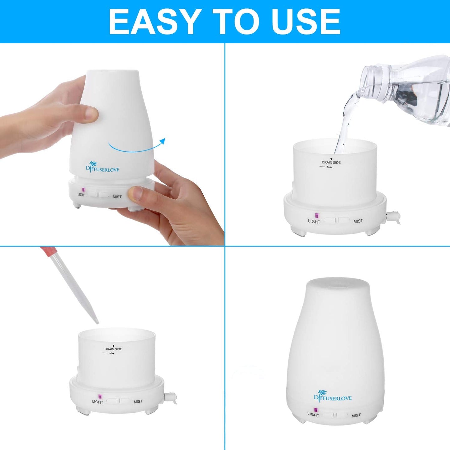 Diffuserlove Diffuser 2 Pack - 200ML Remote Control Ultrasonic Aromatherapy Diffusers