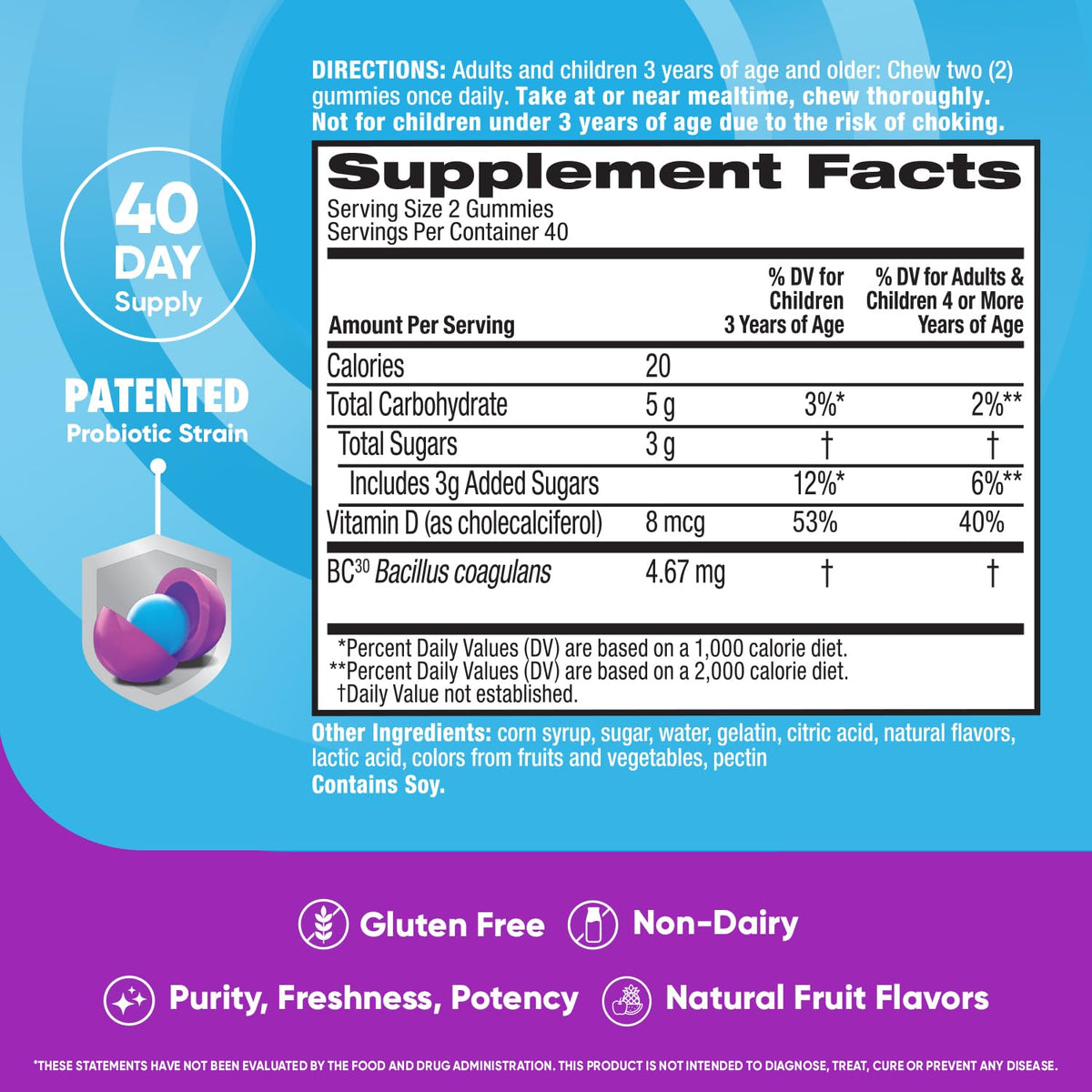 Digestive Advantage Probiotic Gummies – Digestive & Immune Support (80ct) 2-Pack